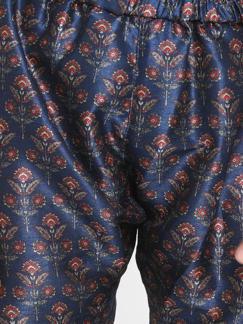 JBN CREATION Boy's Maroon Twill Jacket, Printed Kurta and Pyjama Set