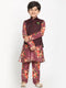 JBN CREATION Boy's Maroon Twill Jacket, Printed Kurta and Pyjama Set