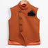 JBN CREATION Orange Cotton Blend Twill Nehru Jacket