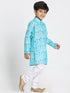 Vastramay Boys' Light Blue Cotton Blend Kurta and Pyjama Set