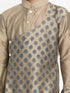 Vastramay Brown Silk Blend Ethnic Print Kurta Pyjama Sibling Set