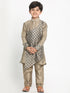 Vastramay Brown Silk Blend Ethnic Print Kurta Pyjama Sibling Set