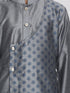 Vastramay Grey Silk Blend Ethnic Print Kurta Pyjama Sibling Set