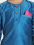 Vastramay Boys' Light Blue Cotton Silk Blend Kurta and Pyjama Set