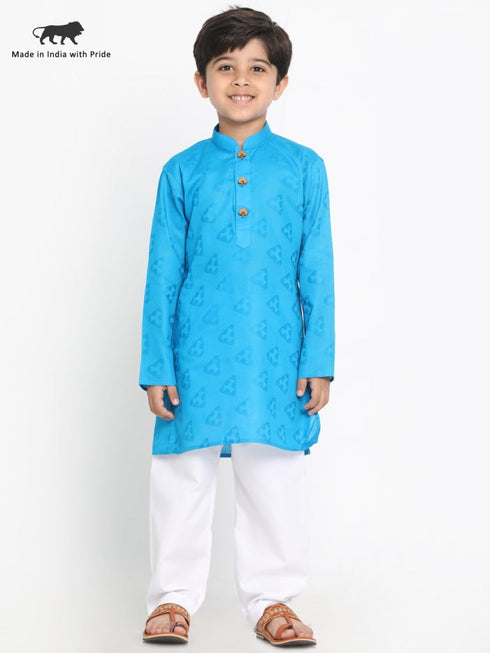 JBN Creation Boys Self Design Kurta and Pyjama Set