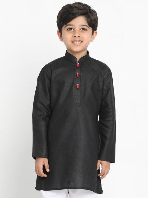 JBN CREATION Boy's Black Solid Kurta
