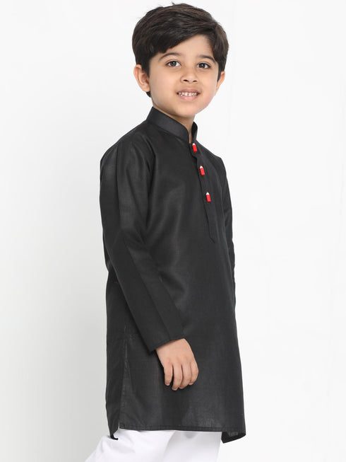 JBN CREATION Boy's Black Solid Kurta