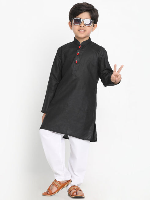 JBN CREATION Boy's Black Solid Kurta