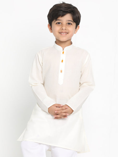 JBN CREATION Boy's Cream Solid Kurta
