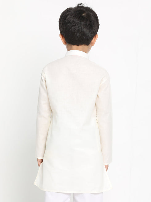 JBN CREATION Boy's Cream Solid Kurta