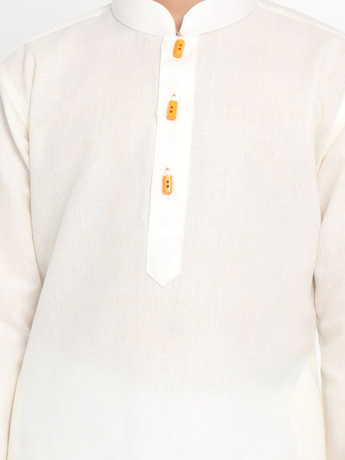 JBN CREATION Boy's Cream Solid Kurta