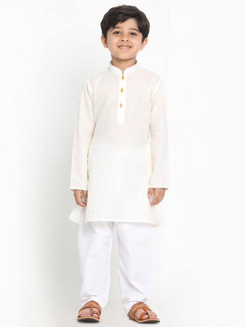 JBN CREATION Boy's Cream Solid Kurta