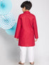 JBN CREATION Boy's Maroon And White Kurta Pyjama Set