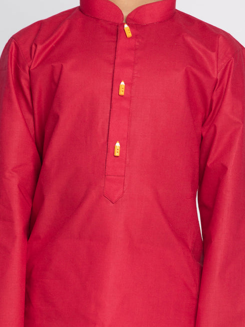 JBN CREATION Boy's Maroon And White Kurta Pyjama Set