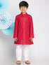 JBN CREATION Boy's Maroon And White Kurta Pyjama Set