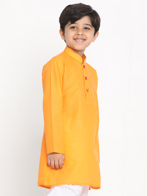 JBN CREATION Boy's Orange Solid Kurta