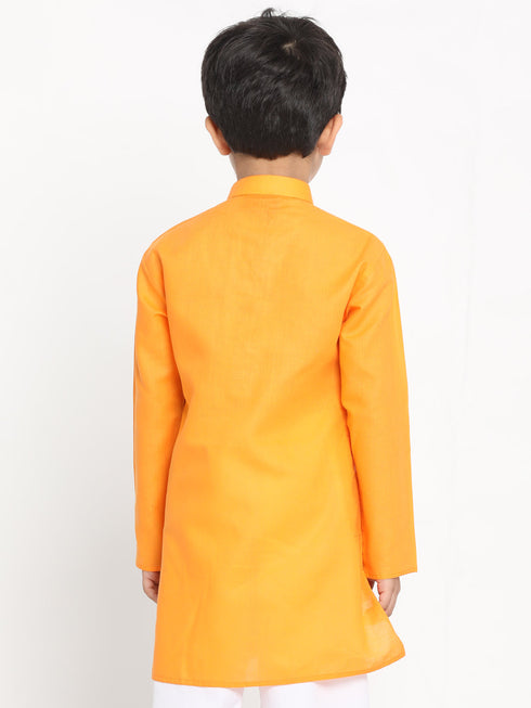 JBN CREATION Boy's Orange Solid Kurta