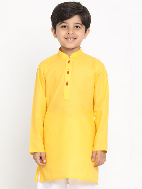JBN CREATION Boy's Yellow Solid Kurta