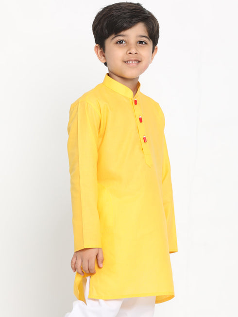 JBN CREATION Boy's Yellow Solid Kurta