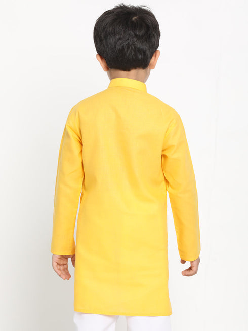 JBN CREATION Boy's Yellow Solid Kurta