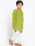 Vastramay Boy's Green Cotton Kurta and Pyjama Set
