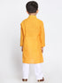 Vastramay Yellow Handloom Cotton Striped Siblings Set