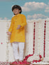 Vastramay Boy's Yellow Cotton Kurta and Pyjama Set