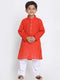 Vastramay Boy's Red Cotton Kurta and Pyjama Set