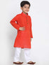 Vastramay Boy's Red Cotton Kurta and Pyjama Set
