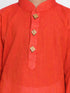 Vastramay Red Handloom Cotton Red and White Baap Beta Kurta Pyjama set