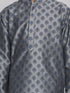 Vastramay Grey Silk Blend Ethnic Print Kurta Pyjama Sibling Set
