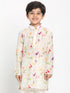 Vastramay Boy's Multicolor-Base-Cream Cotton Blend Printed Kurta