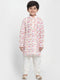 Vastramay Boy's Multicolor-Base-White Cotton Blend Kurta and Pyjama Set