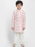 Vastramay Boy's Multicolor-Base-White Cotton Blend Kurta and Pyjama Set