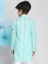 Vastramay Boy's Green Lukhnowi Chikankari Kurta