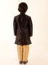 JBN CREATION Boys' Black Jacket Style Kurta And Rose Gold Pyjama Set