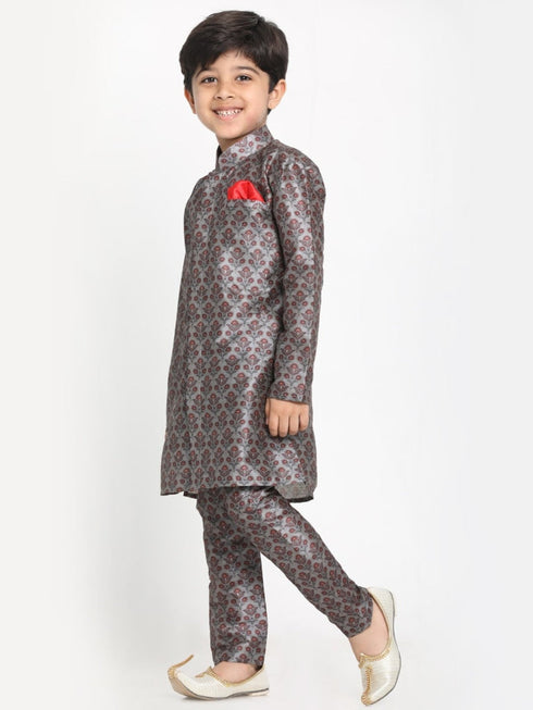 Vastramay Boys Silk Blend Digital Printed Kurta and Pyjama Set