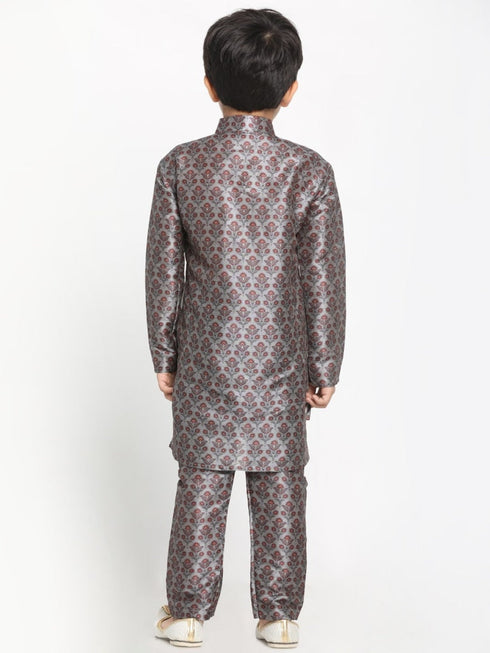 Vastramay Boys Silk Blend Digital Printed Kurta and Pyjama Set