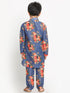 Vastramay Multicolor-Base-Blue Cotton Blend Baap Beta Kurta Pyjama set