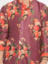 JBN Creation Boys Floral Printed Wine Kurta Pyjama Set With Laharia Border