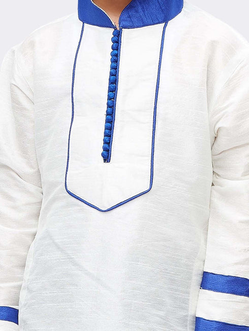 JBN Creation Boys White Yoke Design Kurta With Pyjama Set