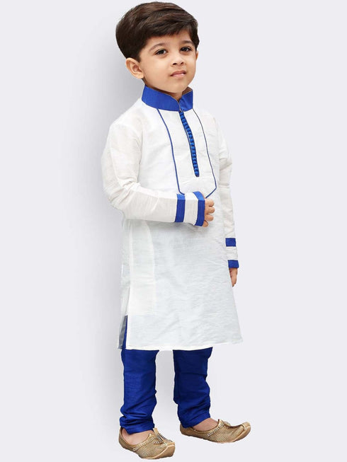 JBN Creation Boys White Yoke Design Kurta With Pyjama Set