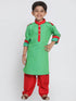 Vastramay Boys Green Cotton Pathani Suit Set