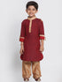Vastramay Boy's Maroon Cotton Pathani Suit