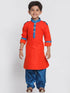 Vastramay Boy's Orange Cotton Pathani Suit