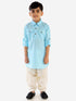 JBN Creation Boy's Blue Cotton Blend Pathani Suit Set