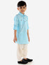 JBN Creation Boy's Blue Cotton Blend Pathani Suit Set