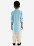 JBN Creation Boy's Blue Cotton Blend Pathani Suit Set