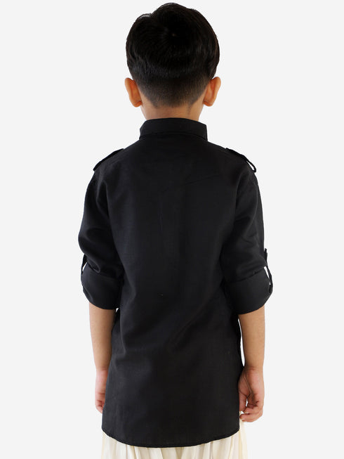 Vastramay Boy's Black Pathani Kurta