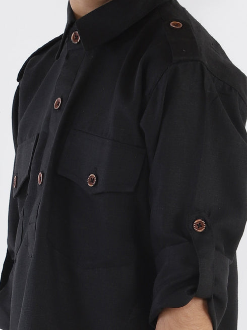 Vastramay Boy's Black Pathani Kurta